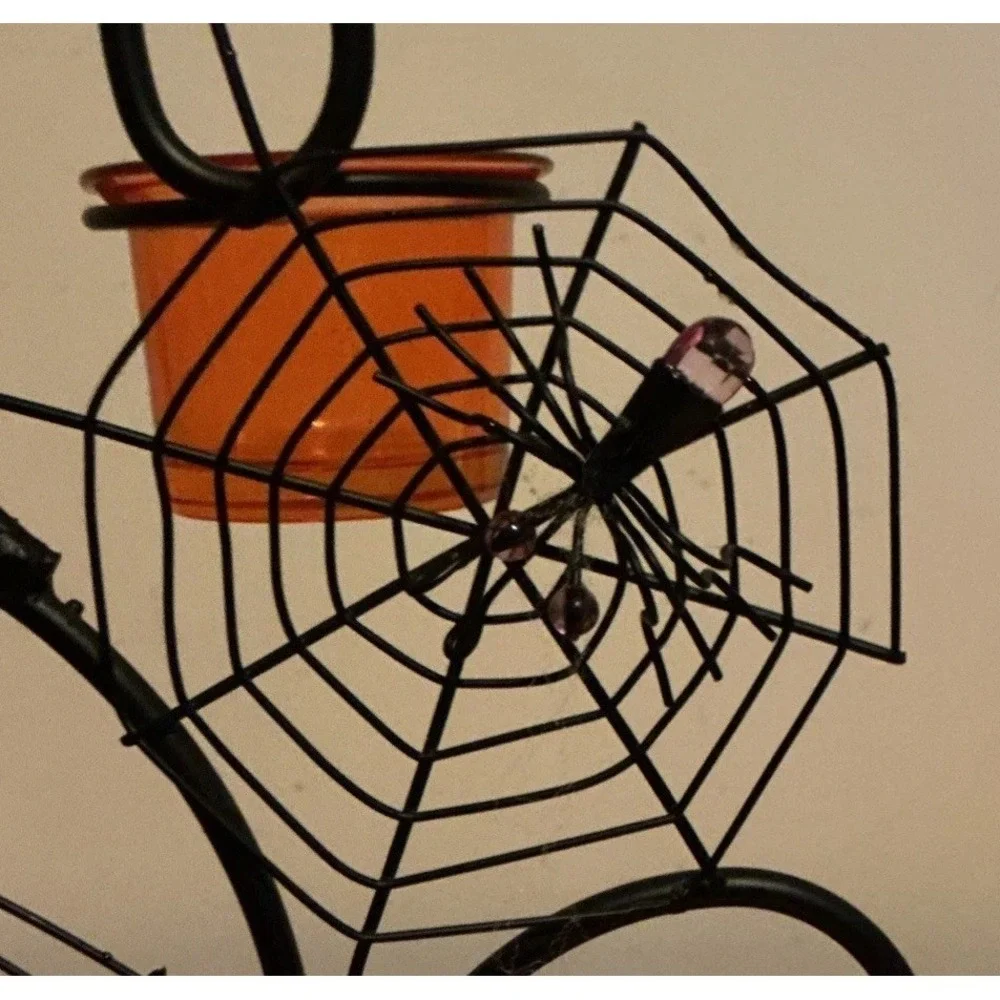 Halloween Spiders‎ On Webs Tea Light Candle Holder, Unbranded